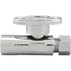 ProLine 1/2 In. SWT x 3/8 In. COMP Chrome-Plated Brass Straight Stop 191-432HC
