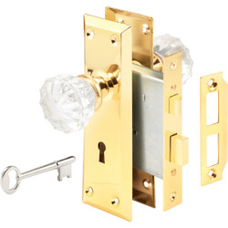 Defender Security Brass Keyed Mortise Entry Lock Set With Glass Knob E 28336