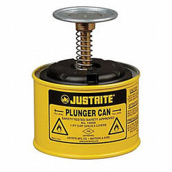 Justrite Plunger Can,1 pt.,Steel,Yellow 10018