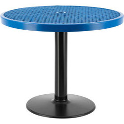 Global Industrial 36"" Round Outdoor Caf Table 29""H Expanded Metal Blue