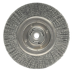 Wolverine Crimped Wire Wheel, 10 in dia, Wide, .014 in, Carbon Steel, 3,600 RPM