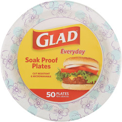 Glad Everyday 10 In. Blue Flower Round Paper Plates (50-Count) BBP0098