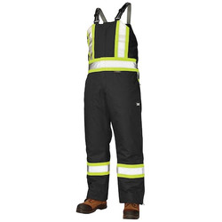 Tough Duck Hi-Vis Insulated Bib Overalls,Black,4XL S79831