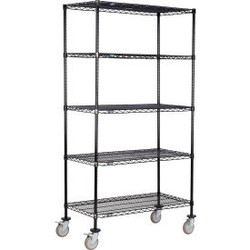 Nexel 5 Shelf Truck Black Epoxy 60""W x 21""D x 60""H Polyurethane Swivel Caster