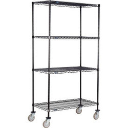 Nexel 4 Shelf Truck Black Epoxy 36""W x 18""D x 69""H Polyurethane Swivel Caster