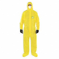 Ansell Hooded Coveralls,XL,Yellow,PE,PK25  YY23-B-92-147-05