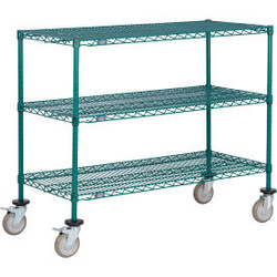 Nexel 3 Shelf Truck Poly-Green 54""W x 24""D x 60""H Polyurethane Swivel Casters