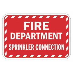 Lyle Rflctv Fire Connection Sign,12x18in,Alum  T1-1821-EG_18x12