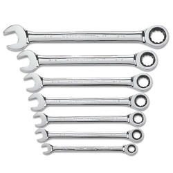 7 Piece Combination Ratcheting Wrench Sets, SAE