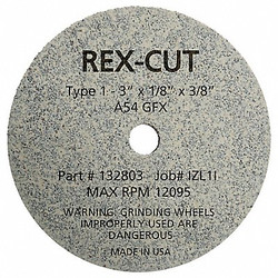 Rex Cut CutOff Wheel,3"x1/8"x3/8", 12095rpm 132803