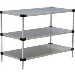 Nexel 3 Shelf Stainless Steel Solid Shelving Unit Starter 48""W x 24""D x 54""H