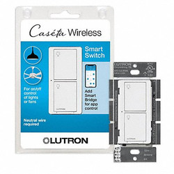 Lutron Lght Dmr,Switch Only,120V AC,Wht  PD-6ANS-WH