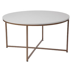 Flash Furniture Coffee Table,Matte Gold Frame,White NAN-JH-1787CT-GG