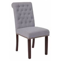 Flash Furniture Parsons Chair,Rolled Back,Gray Fabric BT-P-LTGY-FAB-GG