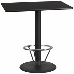 Flash Furniture Table-RD Base,Laminate Blk,24"X42" XU-BLKTB-2442-TR24B-4CFR-GG