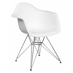 Flash Furniture Chair,Chrm,Plastc,White,Alonza Series FH-132-CPP1-WH-GG