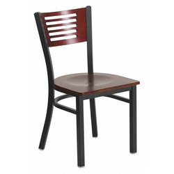 Flash Furniture Slat Chair,Blk/Mahogany,Walnut Wood Seat XU-DG-6G5B-MAH-MTL-GG