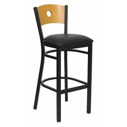 Circle Stool,Blk/Natural,Blk Vinyl Seat