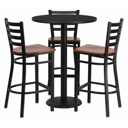 Flash Furniture Black Bar Table,X-Base w/Cherry Seats MD-0013-GG