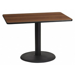 Flash Furniture Walnut Table,Rctngl w/Round Base,30"x42" XU-WALTB-3042-TR24-GG