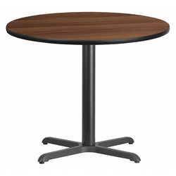Flash Furniture Walnut Table Top,Round w/X-Base,36" XU-RD-36-WALTB-T3030-GG