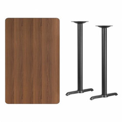 Flash Furniture Walnut Table,Rectangle w/T-Base,30"x48" XU-WALTB-3048-T0522B-GG