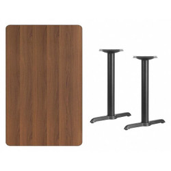 Flash Furniture Walnut Table,Rectangle w/T-Base,30"x48" XU-WALTB-3048-T0522-GG