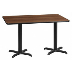 Flash Furniture Walnut Table,Rectangle w/X-Base,30"x60" XU-WALTB-3060-T2222-GG