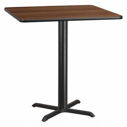 Flash Furniture Walnut Lam Table,Square w/X-Base,42" XU-WALTB-4242-T3333B-GG
