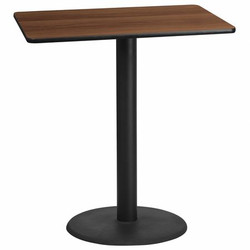 Flash Furniture Walnut Table,Rctngl w/Round Base,30"x42" XU-WALTB-3042-TR24B-GG