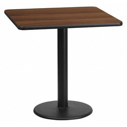 Flash Furniture Walnut Table Top,Square w/Round Base,24" XU-WALTB-2424-TR18-GG