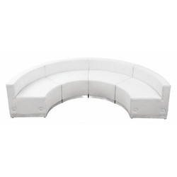 Flash Furniture Reception Set,4 pcs.,White Leather ZB-803-480-SET-WH-GG