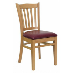 Chair,Vrtcl Slat Bck,Nat Wood,Burg Vnyl