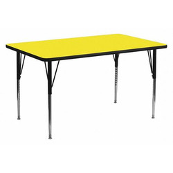 Flash Furniture Activity Table,Rect,Yellow,24"x60" XU-A2460-REC-YEL-H-A-GG