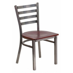 Flash Furniture Chair,Ladder Back,Clear w/Mahogany Seat XU-DG694BLAD-CLR-MAHW-GG