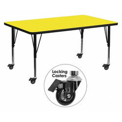 Flash Furniture Activity Table,Rect,Yellow,30"x72" XU-A3072-REC-YEL-H-P-CAS-GG