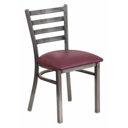 Flash Furniture Chair,Ladder Back,Clear w/Burgundy Seat XU-DG694BLAD-CLR-BURV-GG