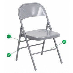Flash Furniture Folding Chair,Metal,Gray HF3-MC-309AS-GY-GG