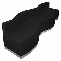 Flash Furniture Reception Set,Black Leather,4 pcs. ZB-803-730-SET-BK-GG