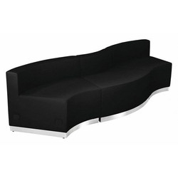 Flash Furniture Reception Set,Black Leather,3 pcs. ZB-803-720-SET-BK-GG