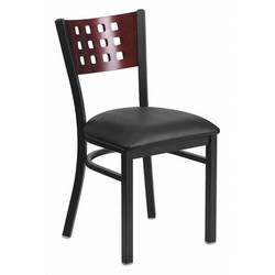 Flash Furniture Restaurant Chair,Cutout Back,Blk Seat XU-DG-60117-MAH-BLKV-GG
