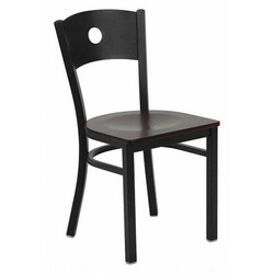Flash Furniture Blk Circle Restaurant Chair,Mahgany Seat XU-DG-60119-CIR-MAHW-GG
