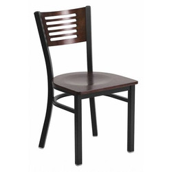 Flash Furniture Slat Chair,Black/Walnut,Wood Seat XU-DG-6G5B-WAL-MTL-GG