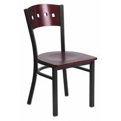 Flash Furniture Chair,4 Sqr Back,Blk/Mahogany,Wood Seat XU-DG-6Y1B-MAH-MTL-GG
