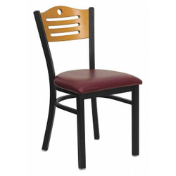 Flash Furniture Slat Chair,Blk/Natural,Burg Vinyl Seat XU-DG-6G7B-SLAT-BURV-GG