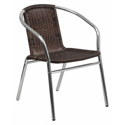 Flash Furniture Restaurant Rattan Chair,Alumnium/Brown TLH-020-GG
