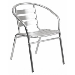 Flash Furniture Restaurant Chair w/Arms,Slat Back,Alum. TLH-017B-GG