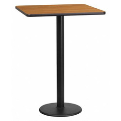 Flash Furniture Natural Laminte Table,Sqr w/Rnd Base,24" XU-NATTB-2424-TR18B-GG