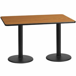 Flash Furniture Natr Lam Table,Rctngl w/Rnd Base,30"x60" XU-NATTB-3060-TR18-GG
