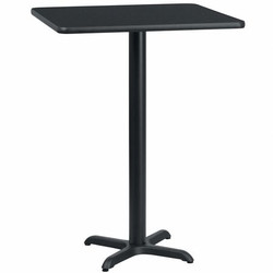 Flash Furniture Black Laminate Table Top,X-Base,Sqr,24" XU-BLKTB-2424-T2222B-GG
